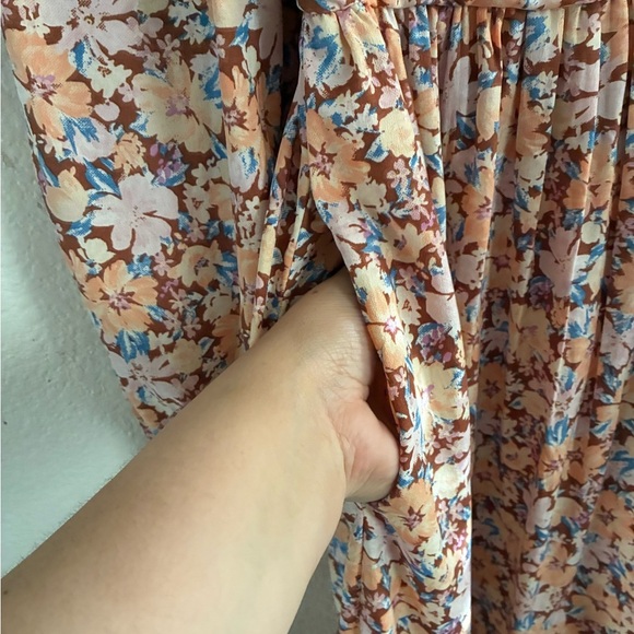 Band of the Free Floral Bohemian Boho Long Sleeve Midi Dress XS - Picture 12 of 16